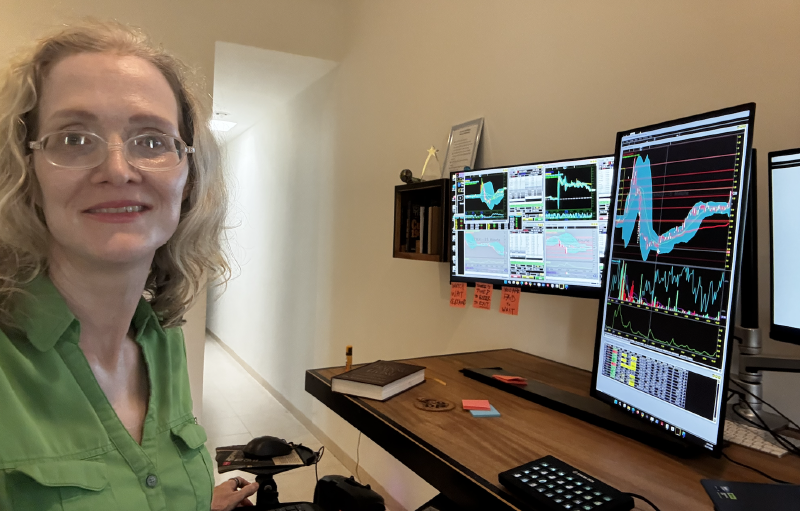 Cynthia VanBibber at her home trading station
